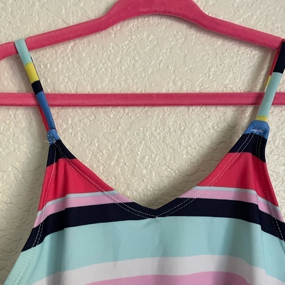 GAP Girl’s Strappy One Piece Stripe Pattern Swimsuit L Multicolor